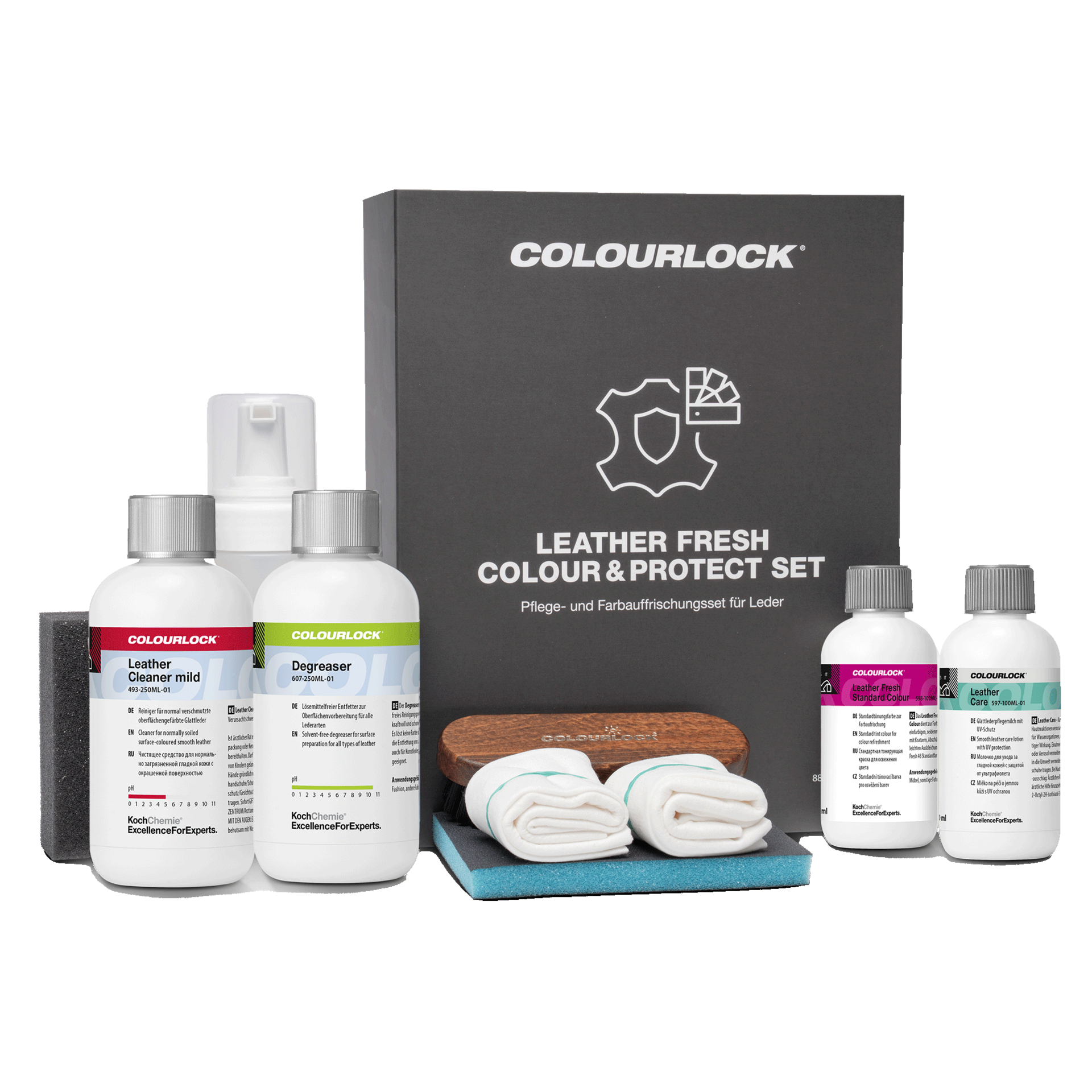 COLOURLOCK Leather Fresh Colour & Protect Set Musta maalaussarja nahalle