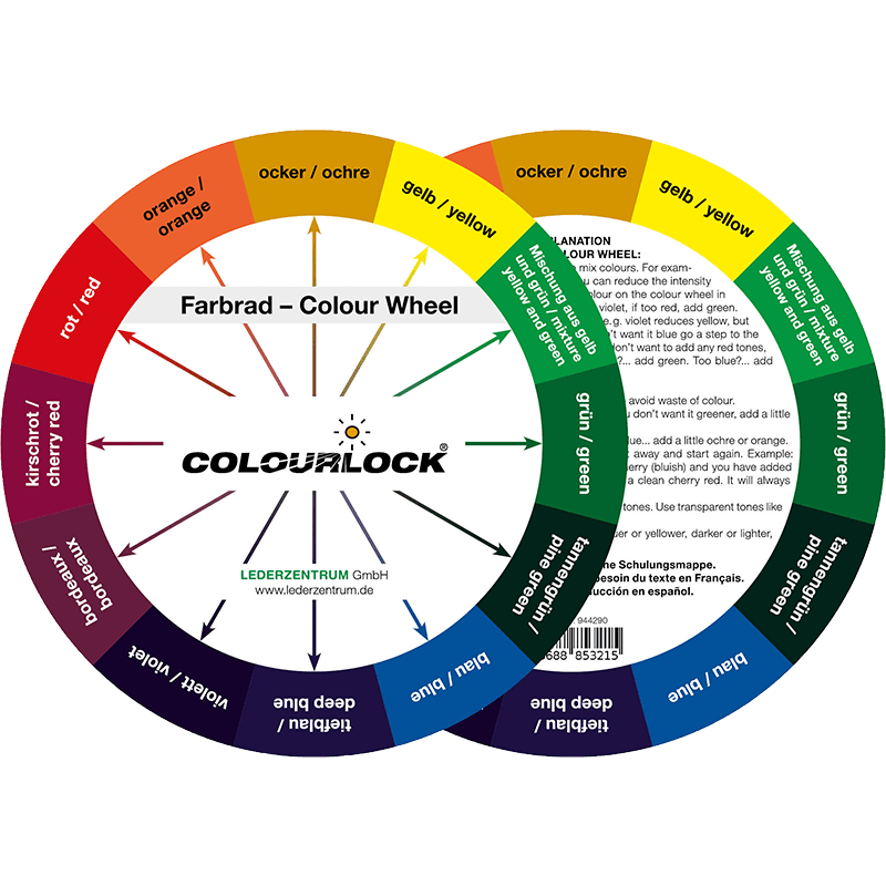 Colourlock Colour Wheel Väripyörä Nahkavärien Sävyjen Sekoittamiseen